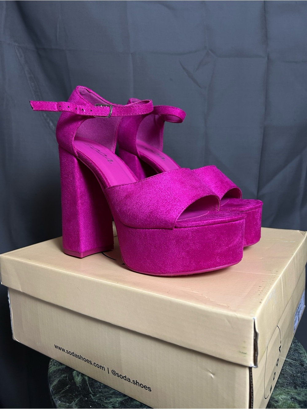 Soda Fuchsia Platform Block Heel
